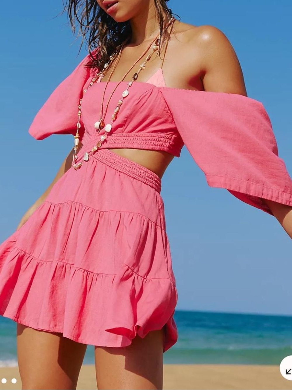 Pink Cutout Cotton Boho Dress